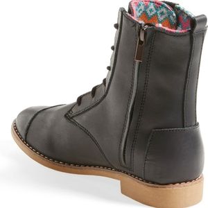 Toms Alpa Black Leather Zip Ankle Boot